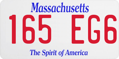 MA license plate 165EG6