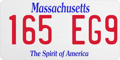 MA license plate 165EG9