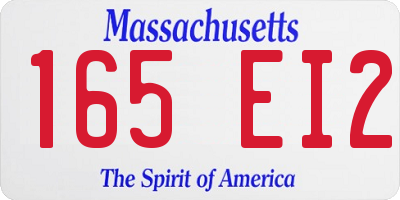 MA license plate 165EI2