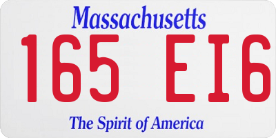 MA license plate 165EI6