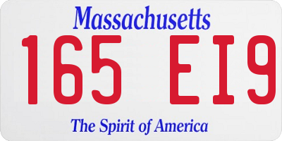 MA license plate 165EI9