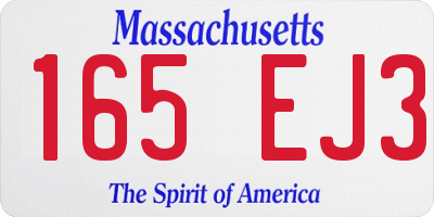 MA license plate 165EJ3