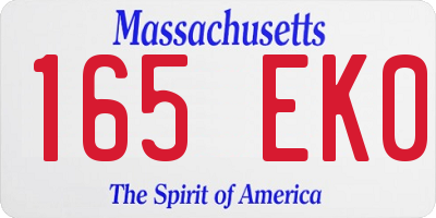 MA license plate 165EK0