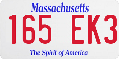 MA license plate 165EK3