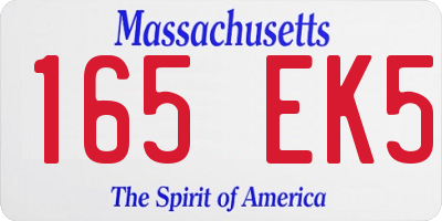 MA license plate 165EK5
