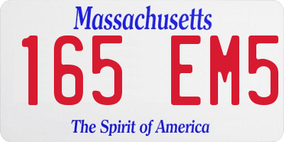 MA license plate 165EM5