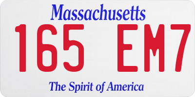 MA license plate 165EM7