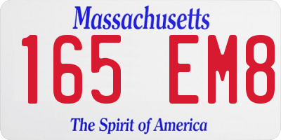 MA license plate 165EM8