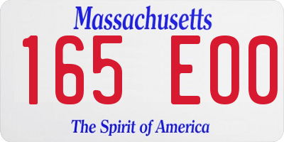 MA license plate 165EO0