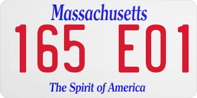 MA license plate 165EO1