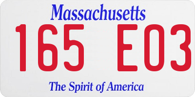 MA license plate 165EO3