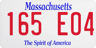 MA license plate 165EO4