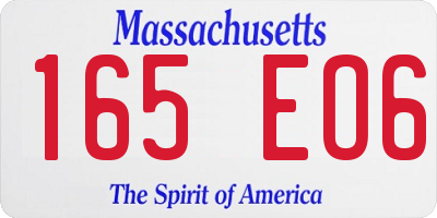 MA license plate 165EO6
