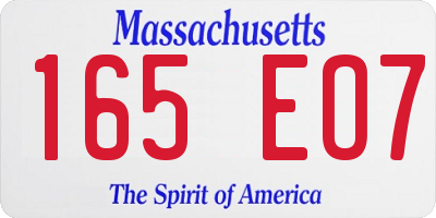 MA license plate 165EO7