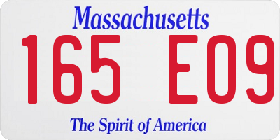 MA license plate 165EO9