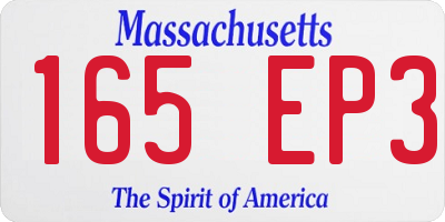 MA license plate 165EP3