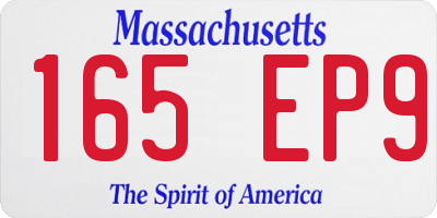 MA license plate 165EP9