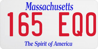 MA license plate 165EQ0