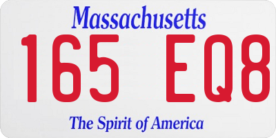 MA license plate 165EQ8