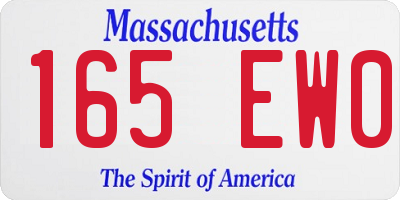 MA license plate 165EW0