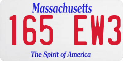 MA license plate 165EW3