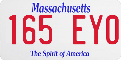 MA license plate 165EY0