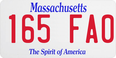MA license plate 165FA0