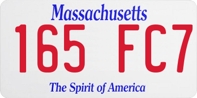 MA license plate 165FC7