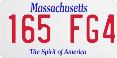 MA license plate 165FG4