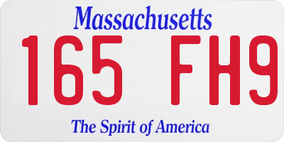 MA license plate 165FH9