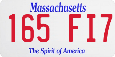 MA license plate 165FI7