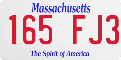 MA license plate 165FJ3