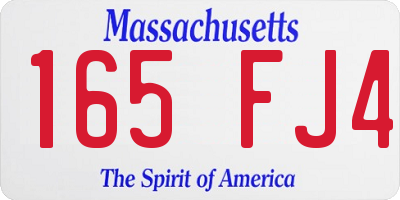 MA license plate 165FJ4