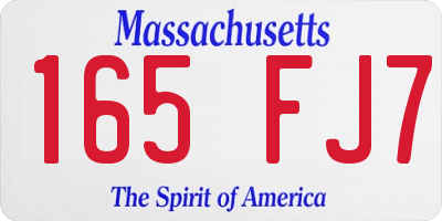 MA license plate 165FJ7