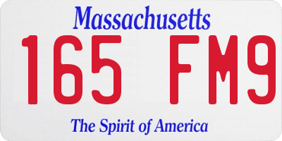 MA license plate 165FM9