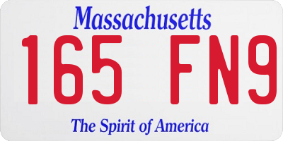 MA license plate 165FN9