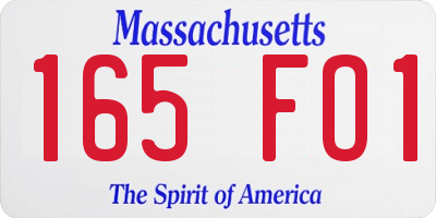 MA license plate 165FO1