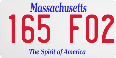 MA license plate 165FO2