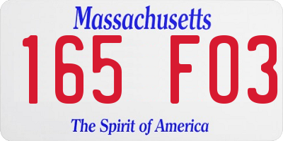 MA license plate 165FO3