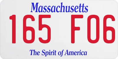 MA license plate 165FO6
