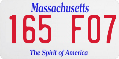 MA license plate 165FO7