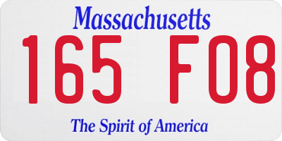 MA license plate 165FO8