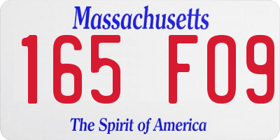 MA license plate 165FO9