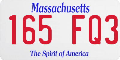 MA license plate 165FQ3