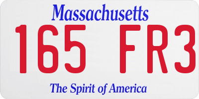 MA license plate 165FR3