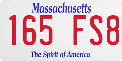 MA license plate 165FS8