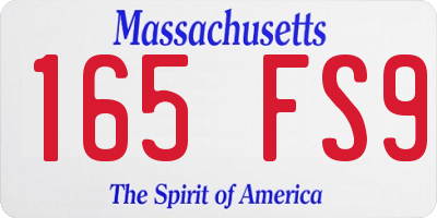 MA license plate 165FS9