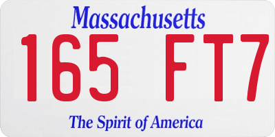 MA license plate 165FT7