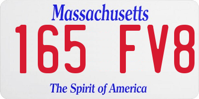 MA license plate 165FV8