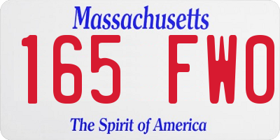 MA license plate 165FW0